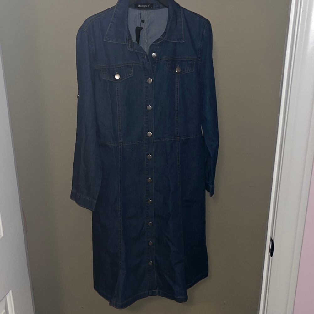 Allegra K Blue Denim Midi Dress